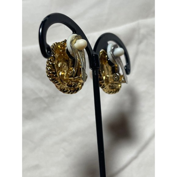 Gold Tone Knot Rope Faux Pearl Clip-On Earrings - Picture 7 of 13